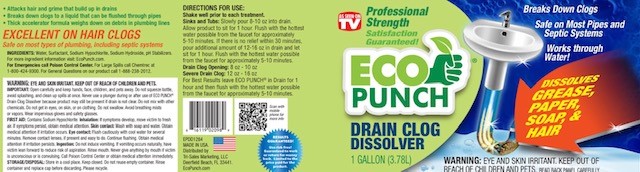 Eco Punch Drain Clog Dissolver - 1 Gal
